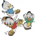 Disney Ducktales Nephews Gyro Gearloose Scooter Picnic Running Inventing Friends - Filled Embroidery Design - 2607