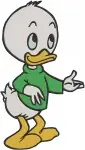 Disney Ducktales Louie Duck Green Outfit Blowing Bubbles Towel Happy Surprised - Filled Embroidery Design - 2614