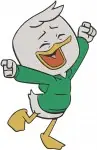 Disney Ducktales Louie Duck Green Outfit Blowing Bubbles Towel Happy Surprised - Filled Embroidery Design - 2615
