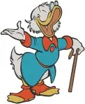 Disney Ducktales Scrooge Mcduck With Cane Warning Sign Pointing Formal Rich Duck Collection - Filled Embroidery Design - 2627