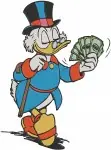 Disney Ducktales Scrooge Mcduck Money Bags Dollar Eyes Globe Richest Duck Wealth - Filled Embroidery Design - 2628
