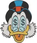 Disney Ducktales Scrooge Mcduck Money Bags Dollar Eyes Globe Richest Duck Wealth - Filled Embroidery Design - 2630