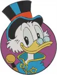 Disney Ducktales Scrooge Mcduck Money Bags Dollar Eyes Globe Richest Duck Wealth - Filled Embroidery Design - 2631
