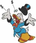 Disney Ducktales Scrooge Mcduck Walking Cane Money Rain Top Hat Expressions Designs - Filled Embroidery Design - 2636