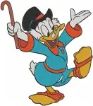 Disney Ducktales Scrooge Mcduck Walking Cane Money Rain Top Hat Expressions Designs - Filled Embroidery Design - 2637