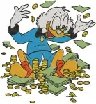 Disney Ducktales Scrooge Mcduck Golfing With Money In Armchair Gold Treasury Bundle - Filled Embroidery Design - 2645