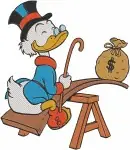 Disney Ducktales Scrooge Mcduck On Stool Money Bag Out To Lunch Armchair Rich Set - Filled Embroidery Design - 2650