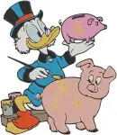 Disney Ducktales Scrooge Mcduck Piggy Bank Mirror Money Pile Dollar Monument Collection - Filled Embroidery Design - 2652