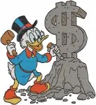 Disney Ducktales Scrooge Mcduck Piggy Bank Mirror Money Pile Dollar Monument Collection - Filled Embroidery Design - 2655