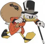 Disney Ducktales Scrooge Mcduck Walking Large Money Sack Juggling Money Bags - Filled Embroidery Design - 2657