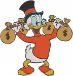 Disney Ducktales Scrooge Mcduck Walking Large Money Sack Juggling Money Bags - Filled Embroidery Design - 2659