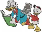 Ducktales Scrooge Mcduck With Huey Dewey Louie And Donald Duck Money Bin - Filled Embroidery Design - 2662