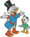 Ducktales Scrooge Mcduck With Huey Dewey Louie And Donald Duck Money Bin - Filled Embroidery Design - 2663