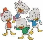 Disney Ducks Daisy Duck With Huey Dewey Louie Various Activities Collection - Filled Embroidery Design - 2672
