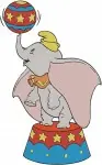 Dumbo Baby Elephant Circus Acts Balancing Ball Bath Tub On Cake Flag - Filled Embroidery Design - 2691
