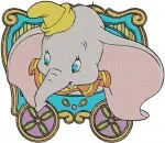 Dumbo In C Eating Peanuts With Crows And Timothy Mouse Circus Scenes - Filled Embroidery Design - 2695