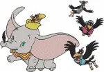 Dumbo In C Eating Peanuts With Crows And Timothy Mouse Circus Scenes - Filled Embroidery Design - 2698