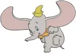 Dumbo Baby Elephant Lying Down Sleeping On Moon And Learning To Fly Poses - Filled Embroidery Design - 2706