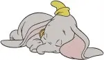 Dumbo Baby Elephant Sleepy And Resting Poses Cute And Expressive Character - Filled Embroidery Design - 2709