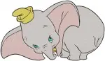 Dumbo Baby Elephant Sleepy And Resting Poses Cute And Expressive Character - Filled Embroidery Design - 2710