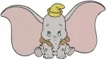 Dumbo Baby Elephant With Large Ears Various Sitting And Flying Practice Poses - Filled Embroidery Design - 2713