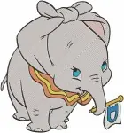 Dumbo Baby Elephant Pink And Blue Versions Flying And With Playing Card - Filled Embroidery Design - 2719