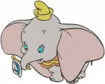 Dumbo Baby Elephant Pink And Blue Versions Flying And With Playing Card - Filled Embroidery Design - 2720