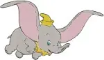 Dumbo The Flying Elephant Various Graceful Flying Poses With Yellow Hat - Filled Embroidery Design - 2723