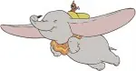 Dumbo The Flying Elephant Various Graceful Flying Poses With Yellow Hat - Filled Embroidery Design - 2724