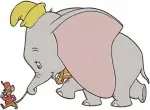 Dumbo The Flying Elephant Various Graceful Flying Poses With Yellow Hat - Filled Embroidery Design - 2726