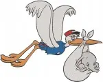 Dumbo Movie Logo Stork Delivering Baby Dumbo Classic Animation Scenes - Filled Embroidery Design - 2732