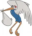 Dumbo Movie Logo Stork Delivering Baby Dumbo Classic Animation Scenes - Filled Embroidery Design - 2733