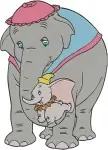 Dumbo Mrs Jumbo Mother Elephant With Baby Dumbo Tender And Circus Poses - Filled Embroidery Design - 2738