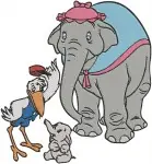 Dumbo Mrs Jumbo Baby Dumbo Timothy Mouse And Ringmaster Circus Interactions - Filled Embroidery Design - 2745