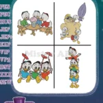 Disney Ducktales Nephews At Table Winter Gear With Gyro Gearloose Invention Fun - Filled Embroidery Design - Instant Download