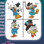 Disney Ducktales Scrooge Mcduck Walking Cane Money Rain Top Hat Expressions Designs - Filled Embroidery Design - Instant Download