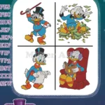 Disney Ducktales Scrooge Mcduck Golfing With Money In Armchair Gold Treasury Bundle - Filled Embroidery Design - Instant Download
