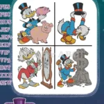 Disney Ducktales Scrooge Mcduck Piggy Bank Mirror Money Pile Dollar Monument Collection - Filled Embroidery Design - Instant Download