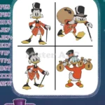 Disney Ducktales Scrooge Mcduck Walking Large Money Sack Juggling Money Bags - Filled Embroidery Design - Instant Download