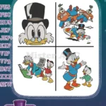 Ducktales Scrooge Mcduck With Huey Dewey Louie And Donald Duck Money Bin - Filled Embroidery Design - Instant Download