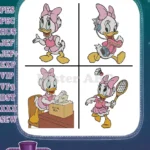 Disney Ducks Daisy Duck Various Poses Baking Cake And Playing Tennis - Filled Embroidery Design - Instant Download