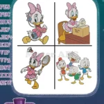 Disney Ducks Daisy Duck With Huey Dewey Louie Various Activities Collection - Filled Embroidery Design - Instant Download
