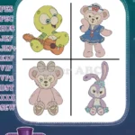 Duffy And Friends Olu Mel Turtle Ukulele Shelliemay Sailor Stellalou Bunny - Filled Embroidery Design - Instant Download