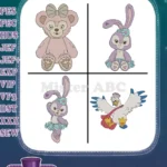 Duffy And Friends Shelliemay Bear Stellalou Ballerina Bunny Seagull Character - Filled Embroidery Design - Instant Download