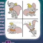Dumbo Baby Elephant Various Happy And Cute Standing And Walking Poses - Filled Embroidery Design - Instant Download