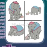 Dumbo Mrs Jumbo And Baby Dumbo Motherly Love And Circus Elephant Family - Filled Embroidery Design - Instant Download
