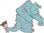 Monsters Inc - Sulley And Boo Riding On His Back - Friendship And Fun Moments - Pixar Movie - Filled Embroidery Design - 3995