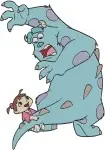 Monsters Inc - Sulley And Boo Riding On His Back - Friendship And Fun Moments - Pixar Movie - Filled Embroidery Design - 3996