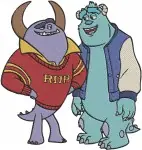 Disney Pixar Monsters University Sulley Ror Jacket Mike Hat Suitcase Randall Boggs Designs - Filled Embroidery Design - 4025