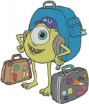 Disney Pixar Monsters University Sulley Ror Jacket Mike Hat Suitcase Randall Boggs Designs - Filled Embroidery Design - 4027